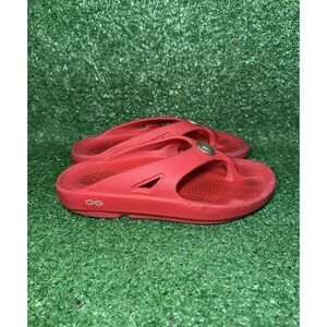 OOFOS OOriginal Comfort Recovery Sandal Red Flip Flop Slip On Women Size 7 EU38